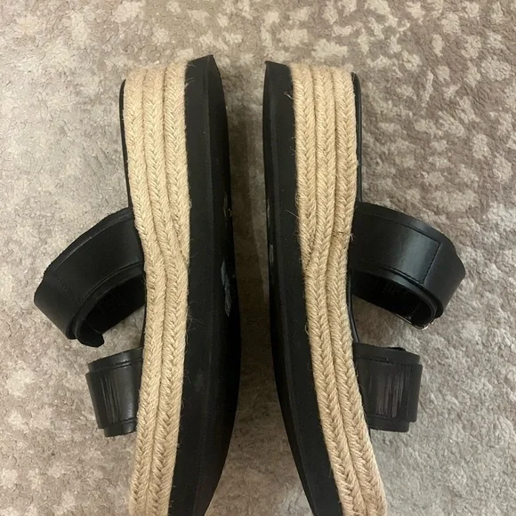 Zara Black Buckle Strap Platform Espadrilles Women's Sandals size 9 - Picture 2 of 5